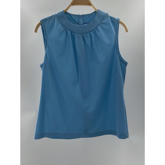 Koko Knits Vintage Califronia Light Blue High Collar 70's Top/ Blouse - Picture 3 of 9